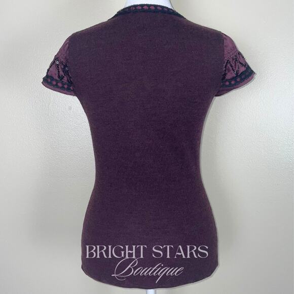 Extremely Rare Vintage Purple Beaded Wool Silk Top ASO Lorelai Gilmore Girls Y2K - Picture 6 of 10